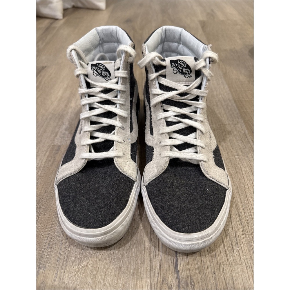 Vans Unisex Gray High-Cut Lace-Up Skateboard Wool And Suede Men 5 Women 6.5